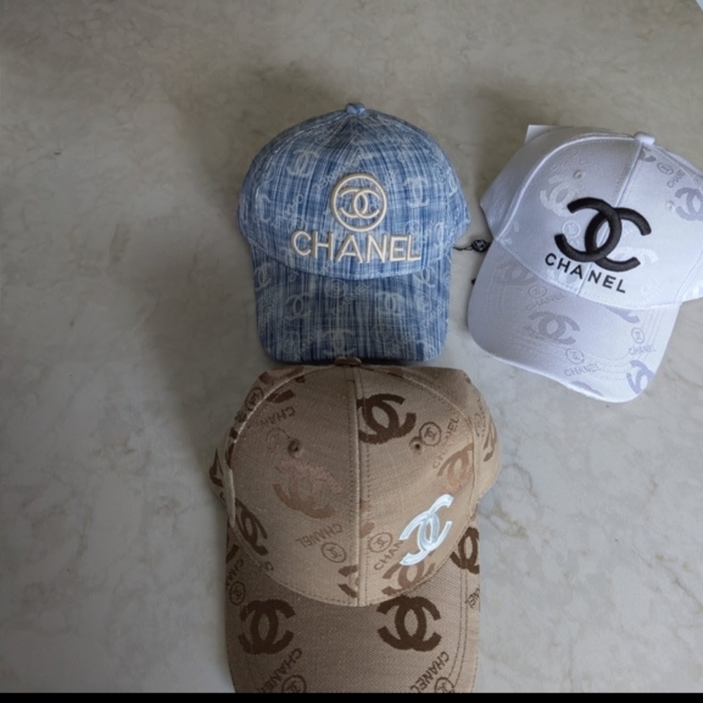 Chanel Logo Baseball Cap - Blue, White, Brown